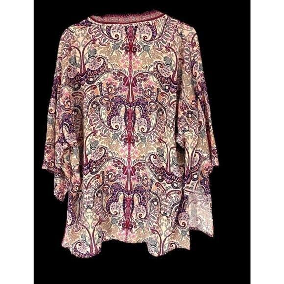 KNOX ROSE Size XS/S Paisley Print Boho Open Front Kimono Topper - Picture 4 of 6